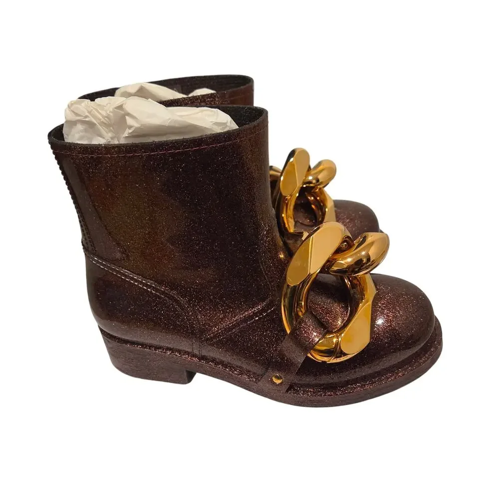 JW Anderson brown chunky chain rain boots size 7